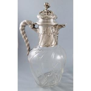 Crystal And Sterling Silver Ewer