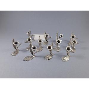 12 Sterling Silver Place Card Holders 