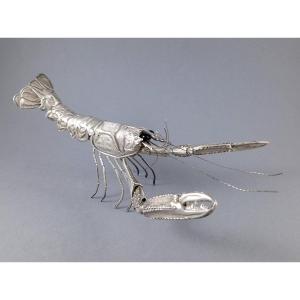 Langouste articulée en argent massif