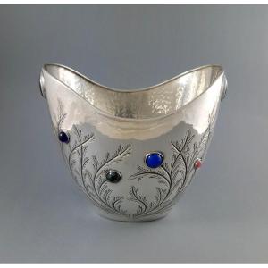 Solid Silver And Hard Stone Ice Bucket