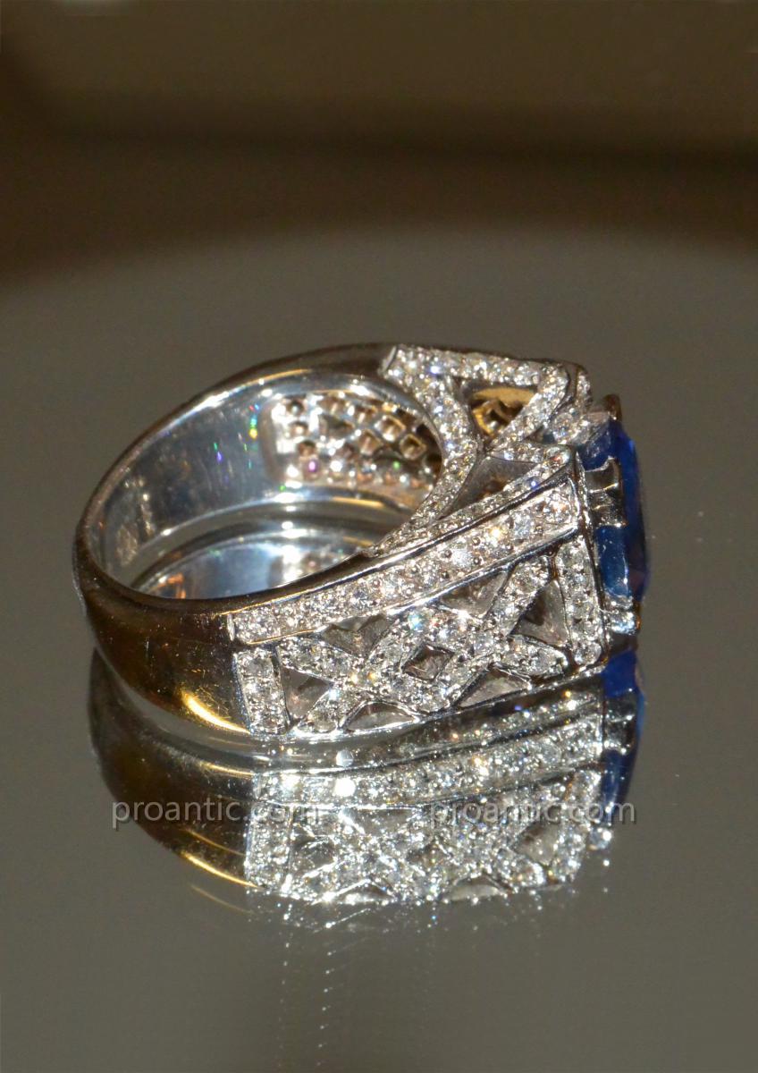 Ring In 18k White Gold, Sapphire And Diamonds From Ceylon-photo-5