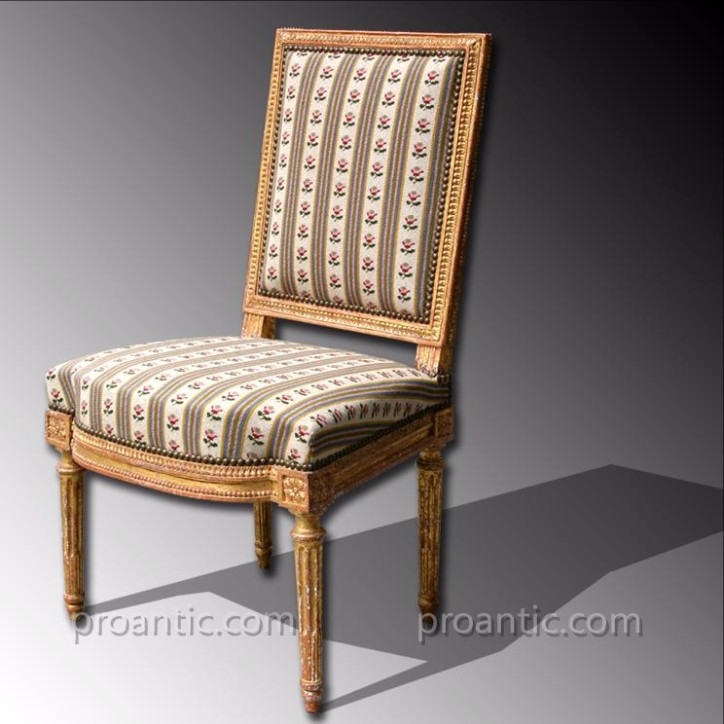 Chaise Louis XVI en bois doré estampillée GEORGES JACOB