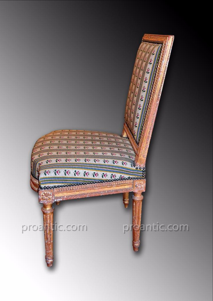 Chaise Louis XVI en bois doré estampillée GEORGES JACOB-photo-4