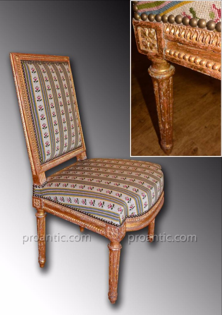 Chaise Louis XVI en bois doré estampillée GEORGES JACOB-photo-2