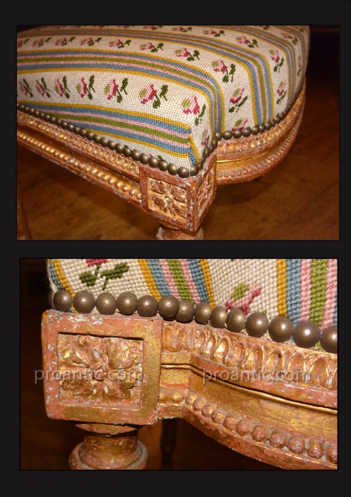 Chaise Louis XVI en bois doré estampillée GEORGES JACOB-photo-3