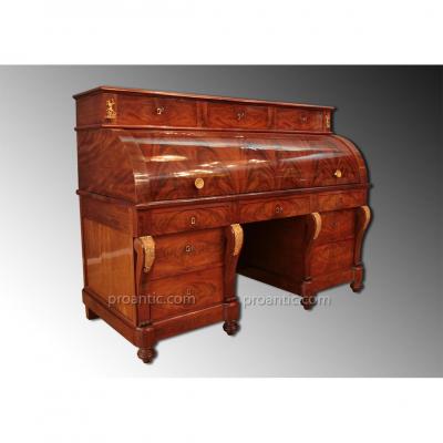 Office Cylinder Mahogany Flamed Late Empire