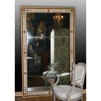 Grand Executive Wooden Mirror Gold And Ivory Rechampi To Leaf