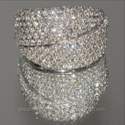 Bague Double Bandeaux Or Blanc Et Diamants