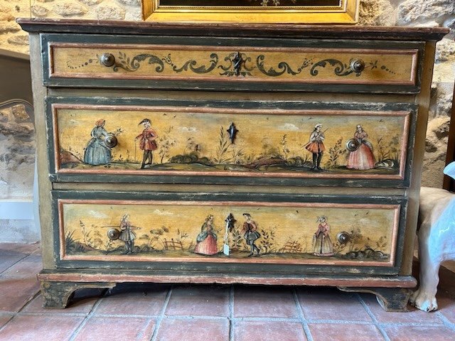 18th Century Provence Painted Chest Of Drawers