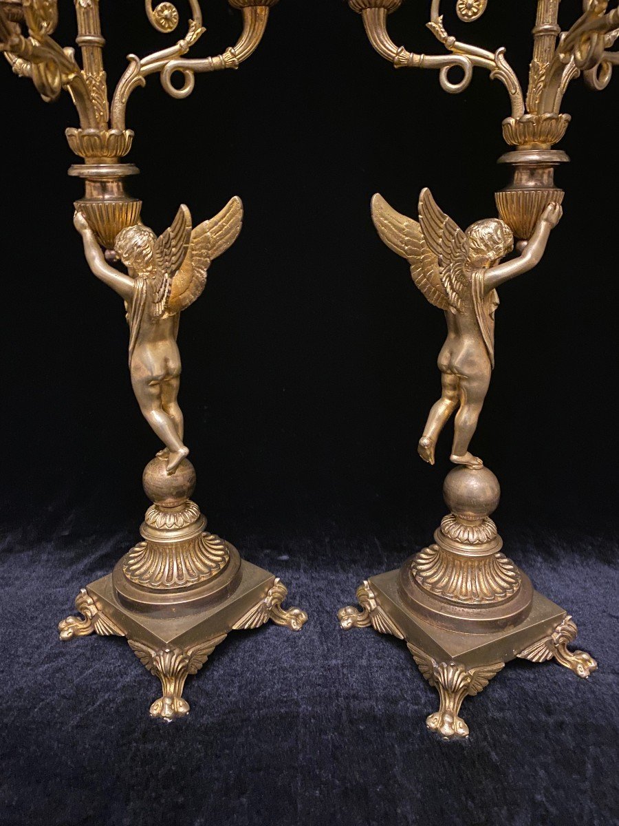 Pair Of Candelabra With Putti Decor-photo-4