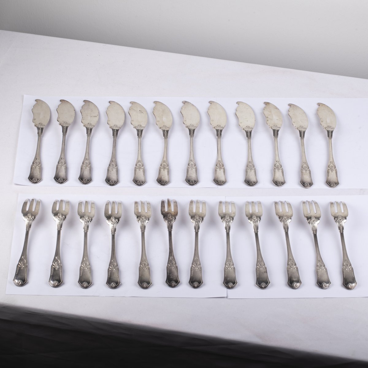 Silver Fish Forks And Knives Set For 12 People France-photo-3