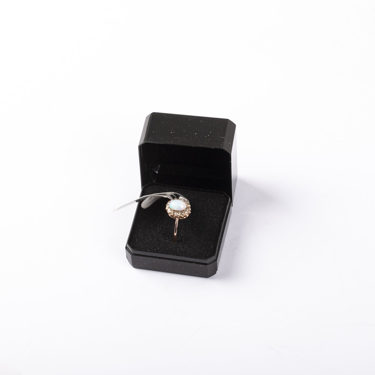 14k Gold With Natural Opal Ring With Diamonds Old Mind Cut