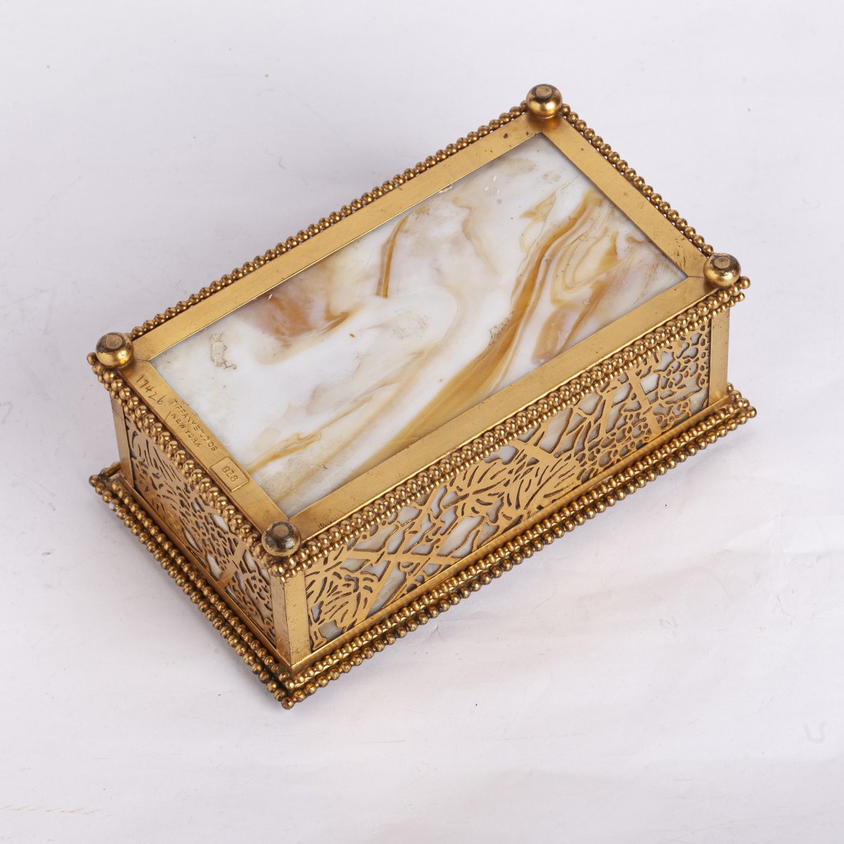 Tiffany Studios Jewellery Box With A Gold Pine Needle Design-photo-3