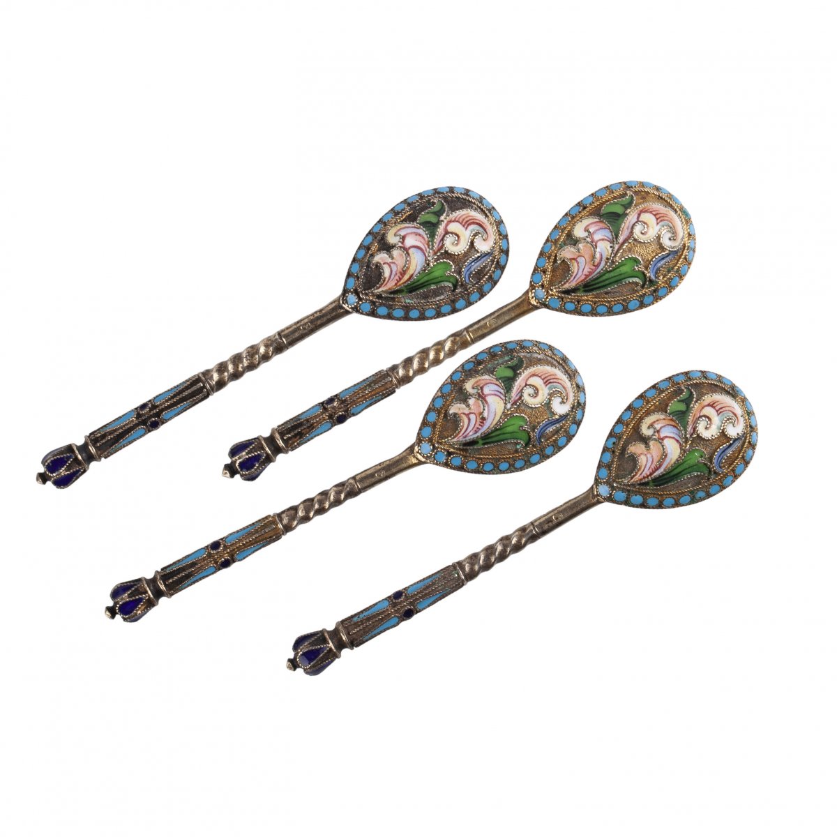 A Set Of 4 Russian Silver-gilt And Enamel Kovshs-photo-2