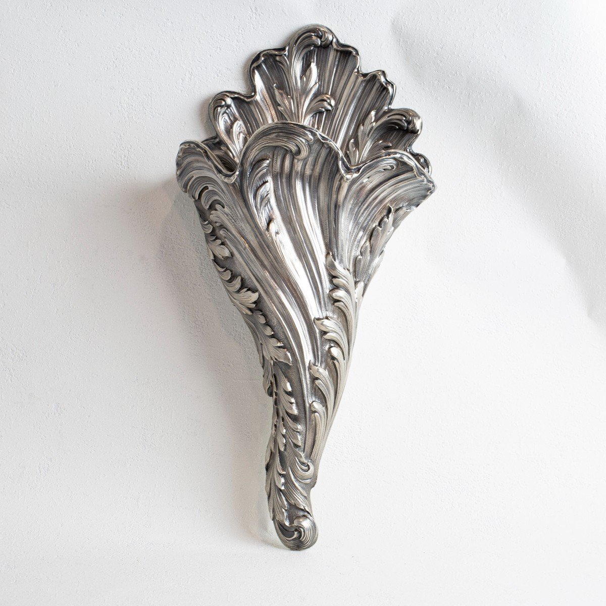 French Silver Hanging Vase In Rococo Style