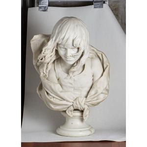 Francesco Mariotti (1838-1932) White Marble Bust, 19th Century