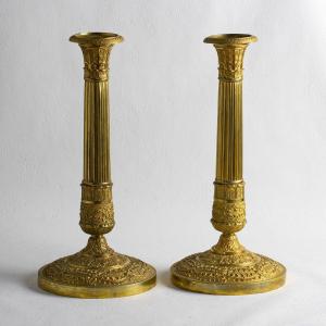A Pair Of Gilt Bronze Candlesticks