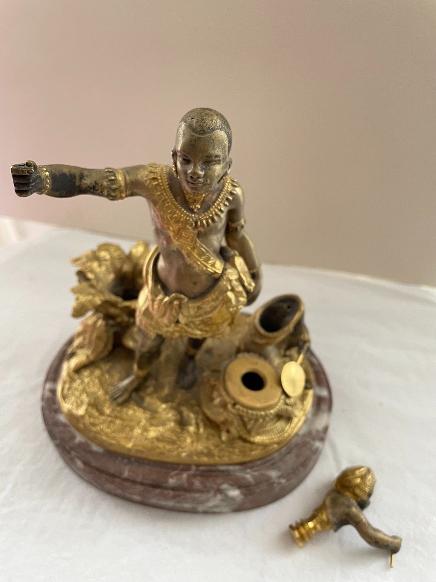 Inkwell Bronze Dore And Brown Orientalist-photo-2