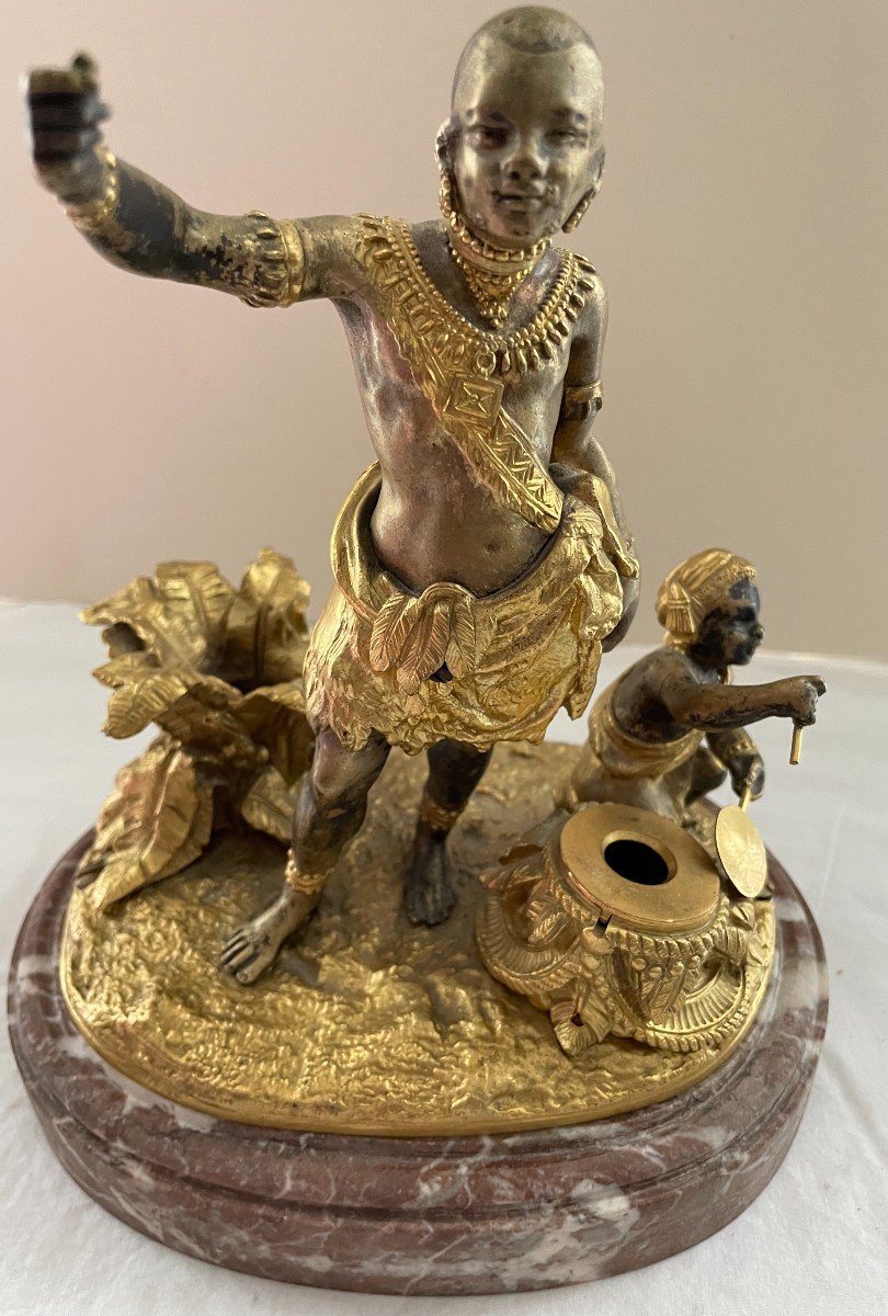 Inkwell Bronze Dore And Brown Orientalist