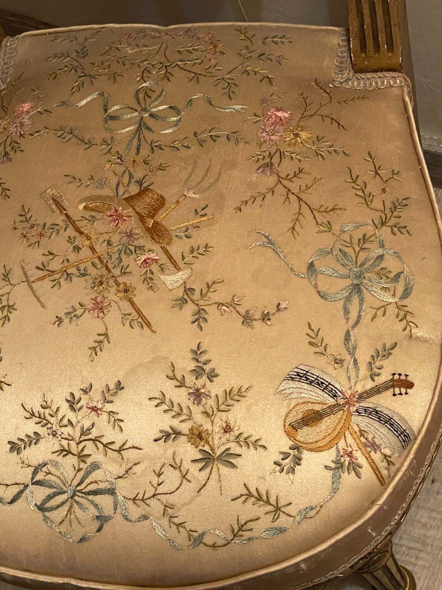 Chair D Apparat XIX Superb Embroidery Allegory Gardening-photo-4