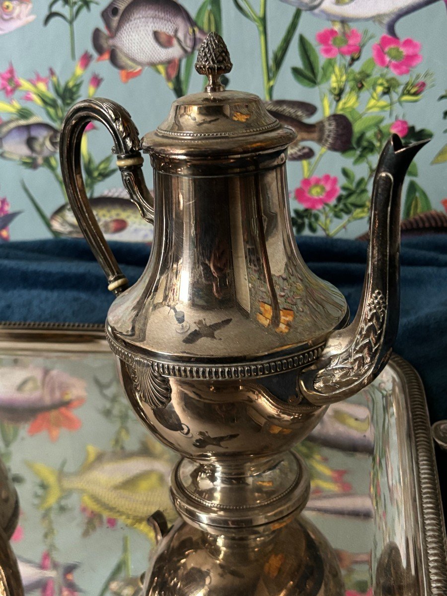 Coffee Maker, Teapot, Milk Jug, Sugar Bowl And Empire Tray Set-photo-1