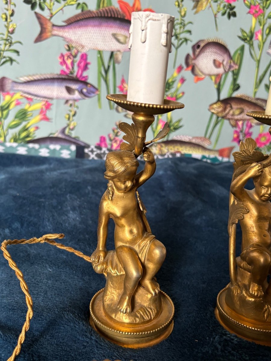 Pair Of Cherub Candle Holders-photo-3