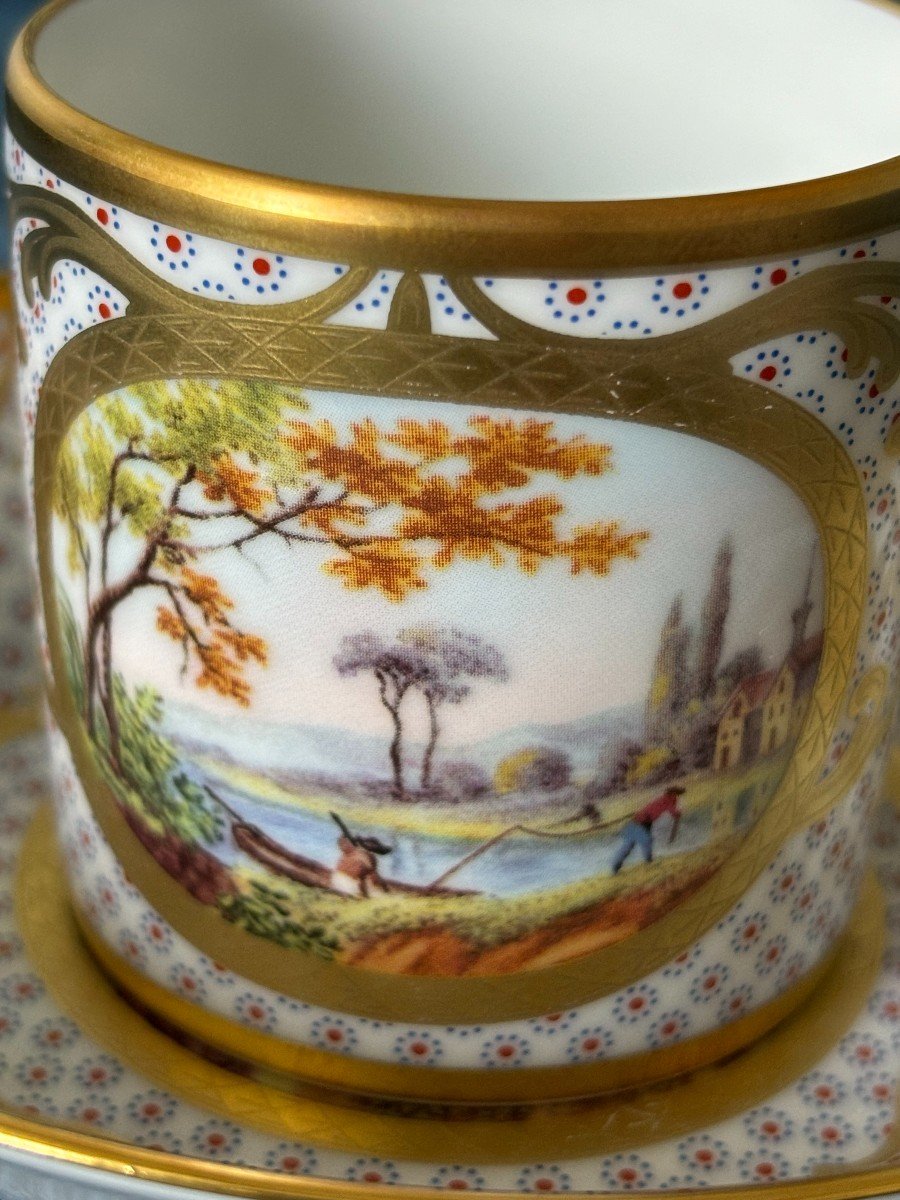 Cup With Saucer. Landscape With A Boat. Limoges-photo-3