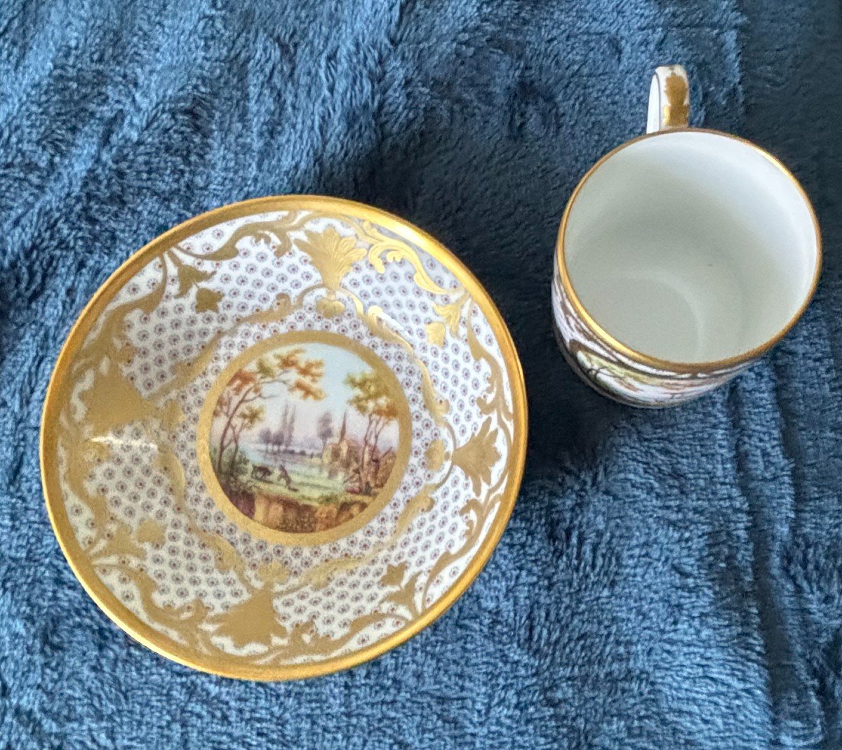 Cup With Saucer. Landscape With A Boat. Limoges-photo-1