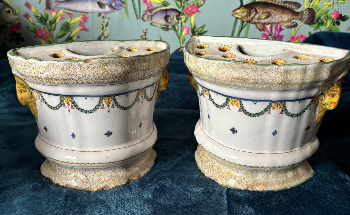 Pair Of Montpellier Earthenware Bouquetières XVIII