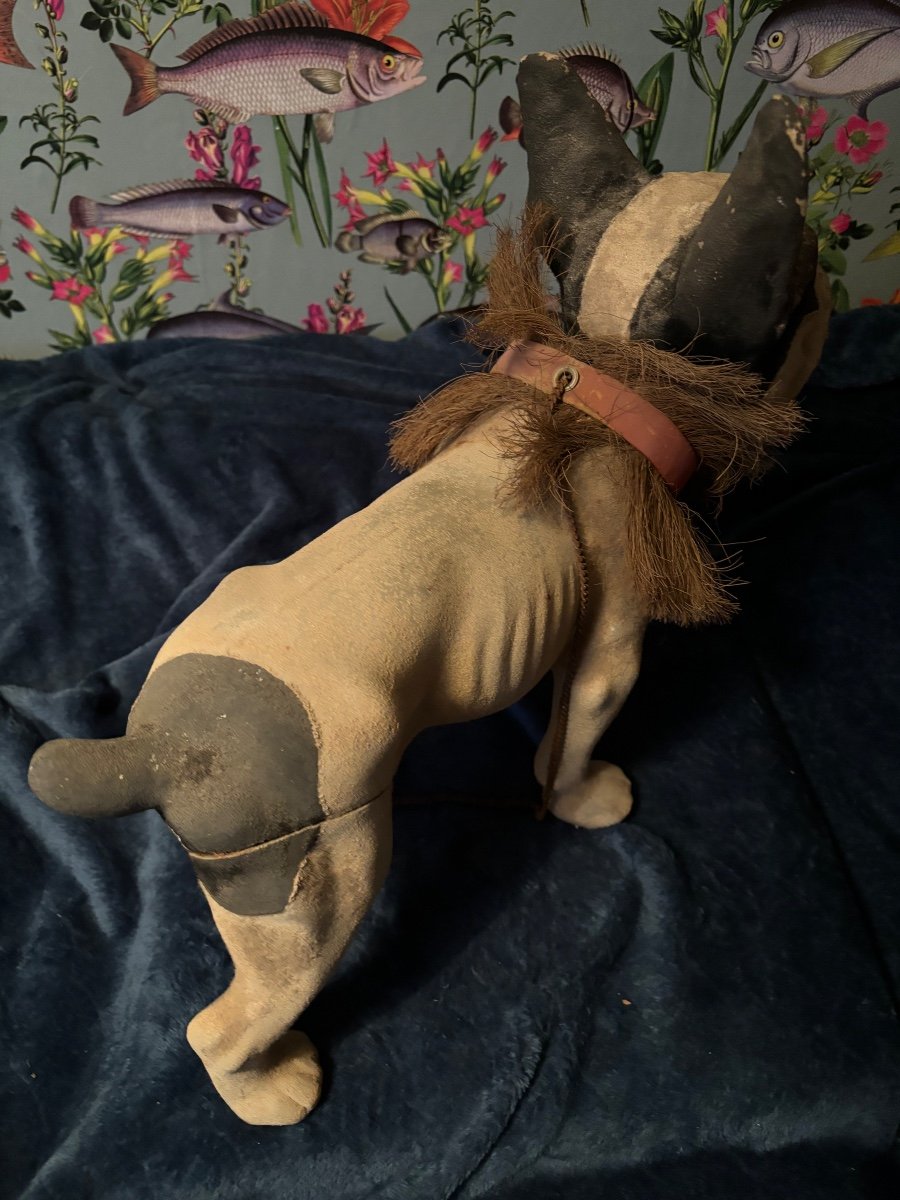 French Bulldog Paper Mache Growler Pull Toy-photo-3