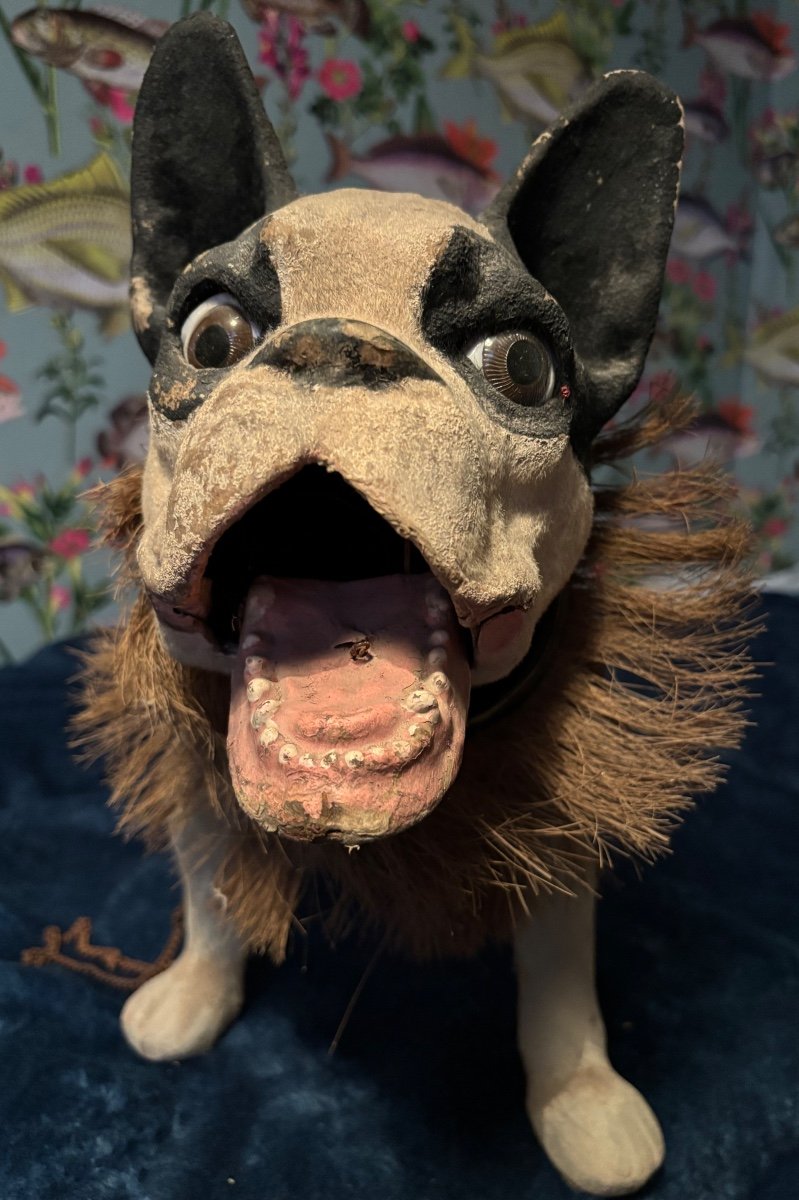 French Bulldog Paper Mache Growler Pull Toy