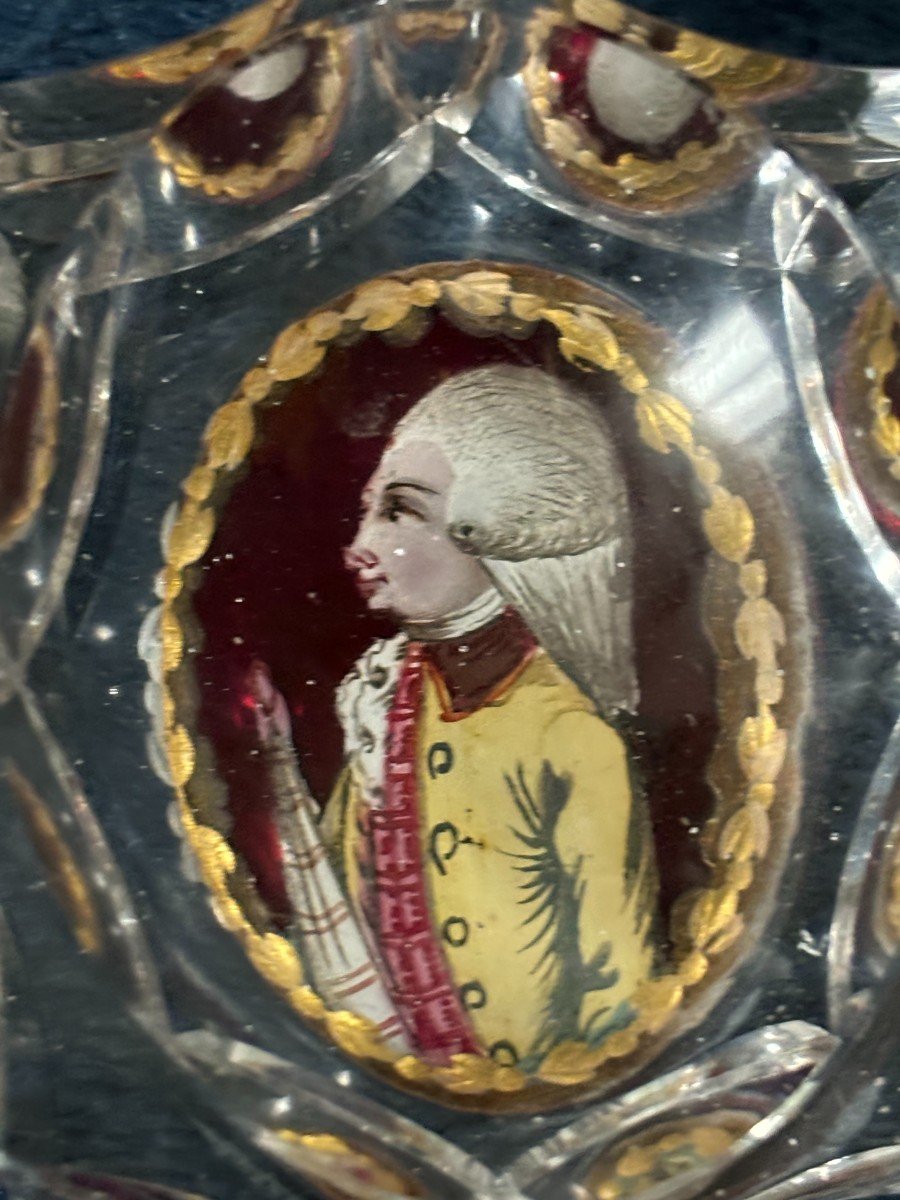 Two Glass Salt Shakers With Portrait, Late 18th Century-photo-3