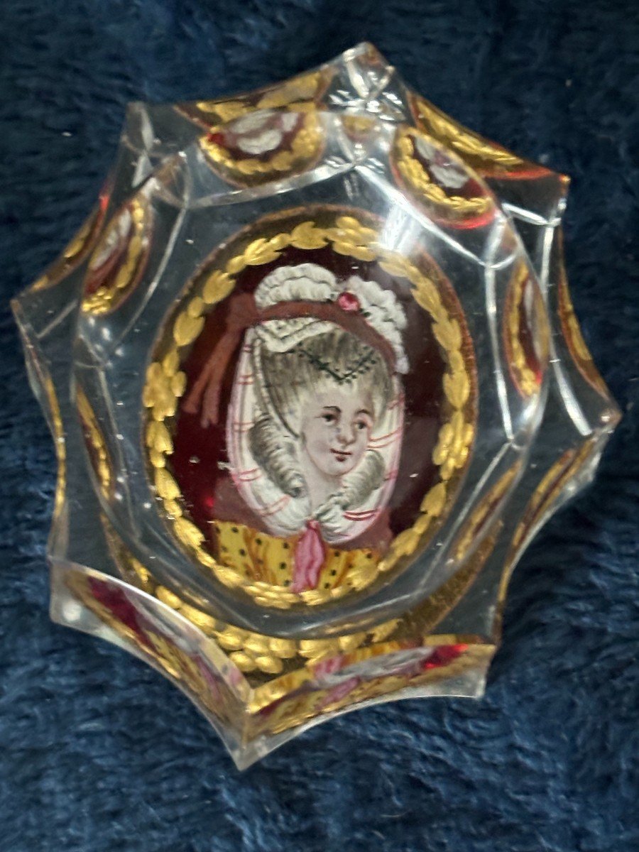 Two Glass Salt Shakers With Portrait, Late 18th Century-photo-4