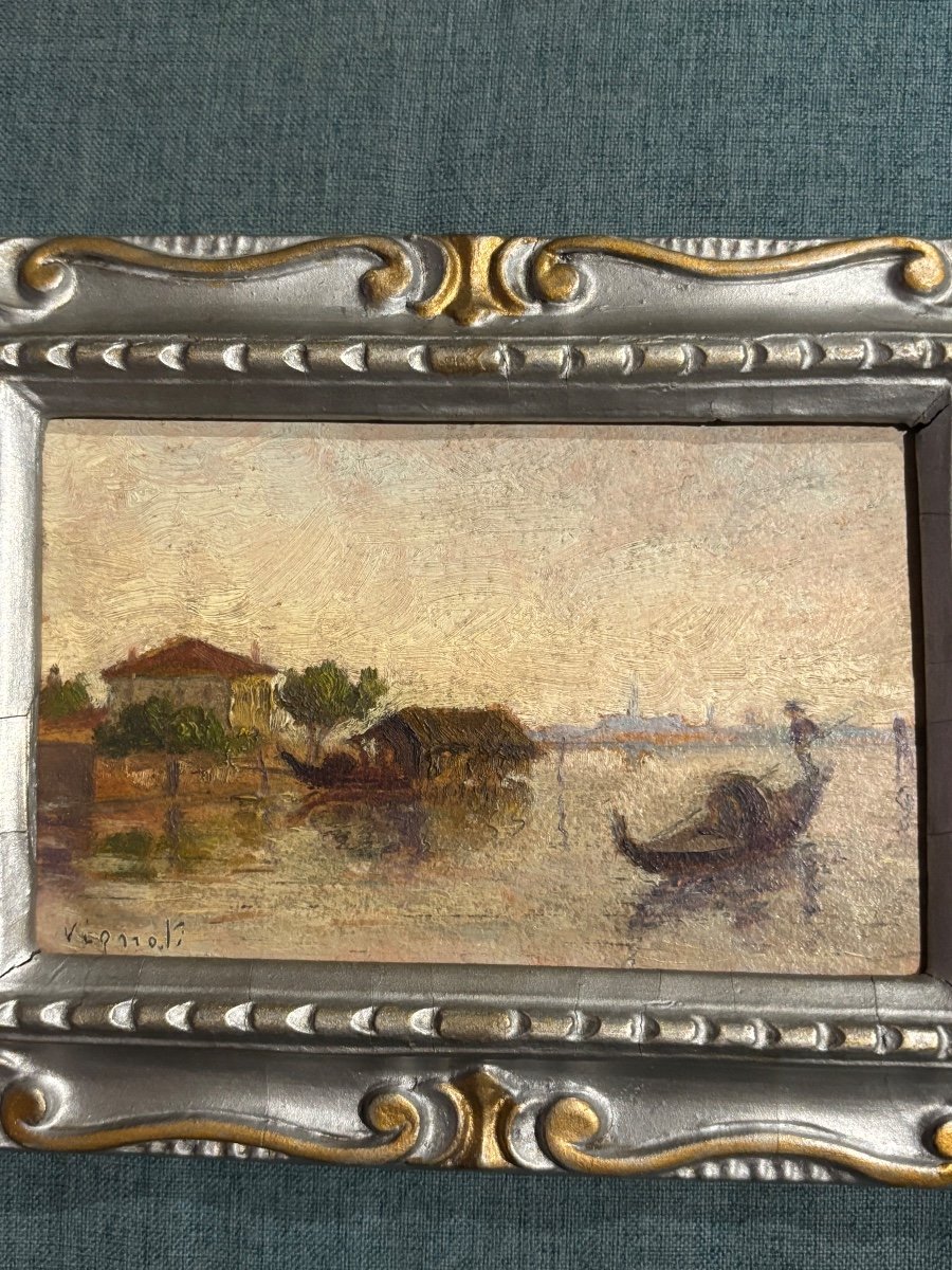 Pair Of Miniature Paintings. View Of Venice -photo-2