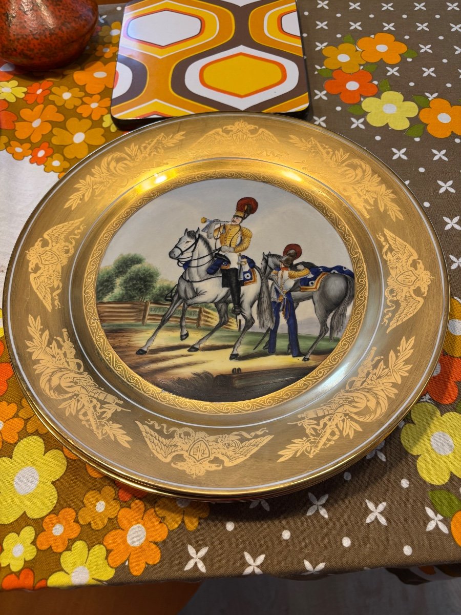 Set Of 5 Russian Military Porcelain Plates -photo-4