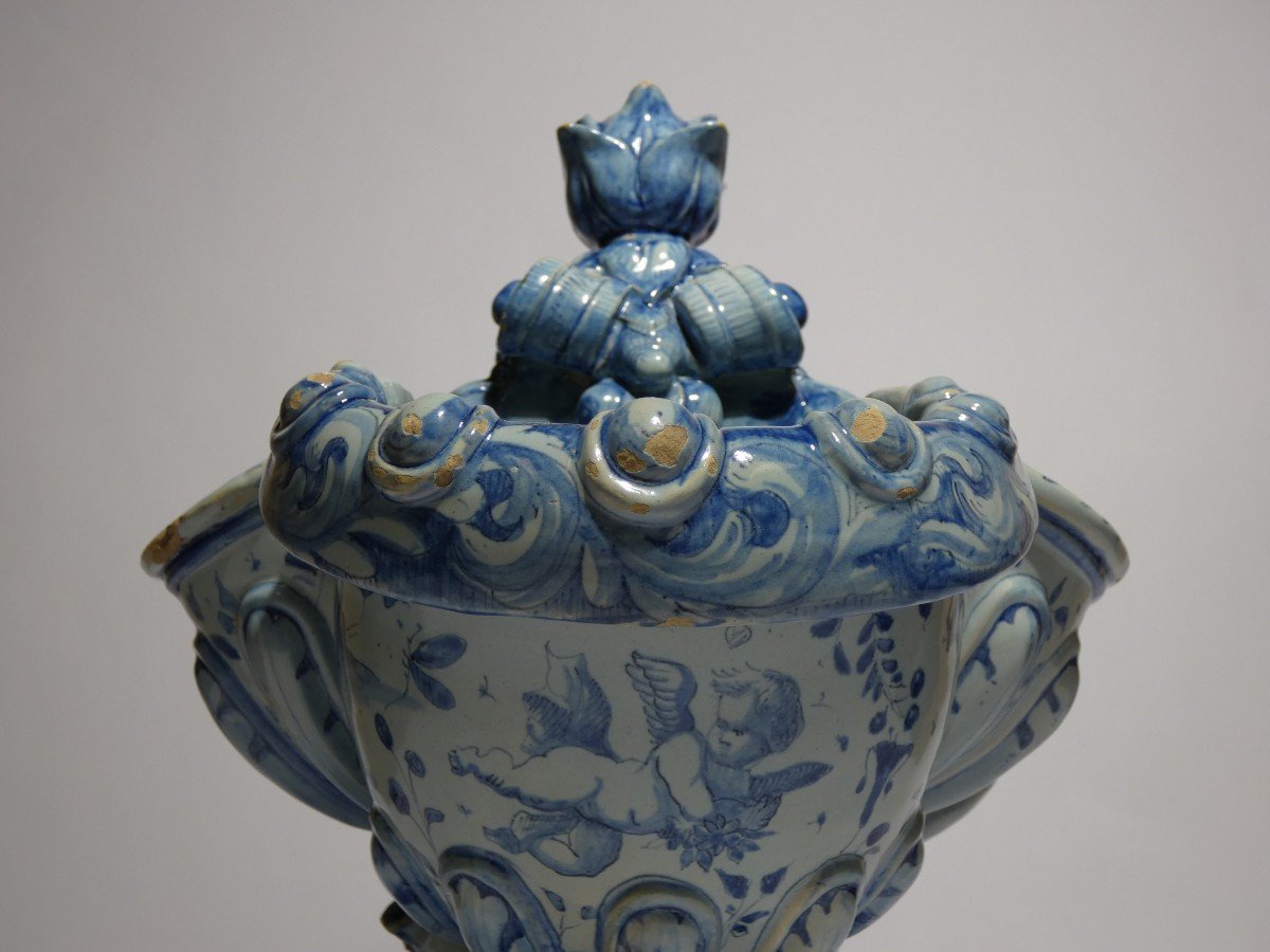 Grande Surtout En Faience Italienne (savone) Du XIXeme Siecle-photo-4