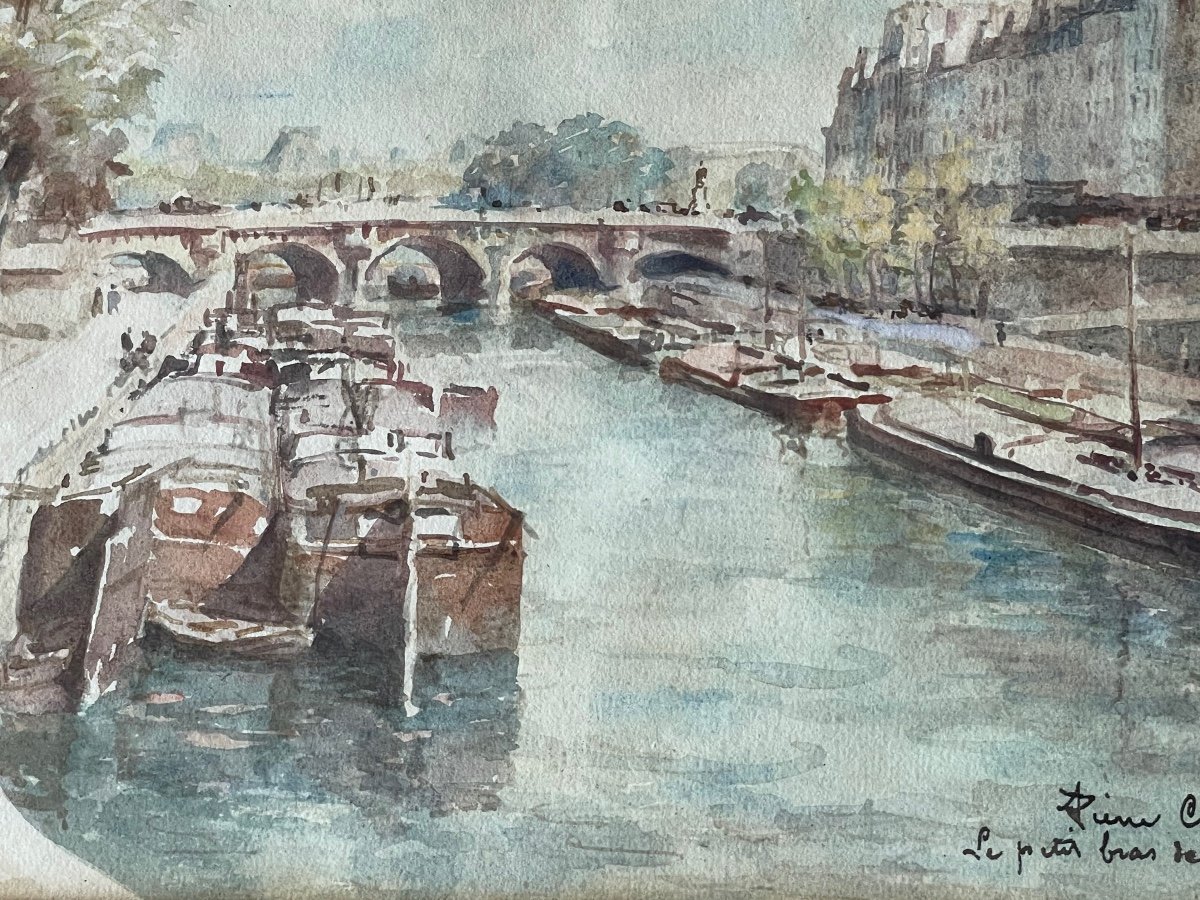 Pierre Chapuis Edge Of The Seine At The Pont Neuf-photo-2