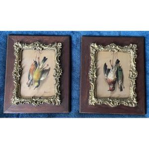 Pair Of Still Life Paintings Birds