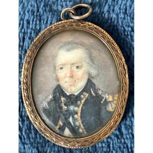 Painted Oval Miniature Portrait Of An Officer 