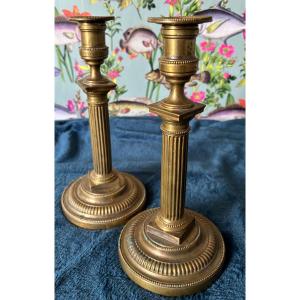 Pair Of Bronze Candle Holders