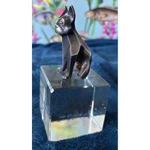 Cubist Cat In Silvered Bronze 