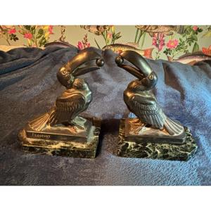 Pair Of Toucan. Bookends. Art Deco