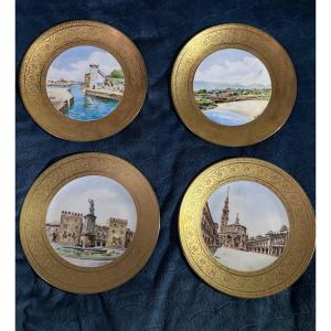 Ensemble De 4 Assiettes Monuments En Porcelaine