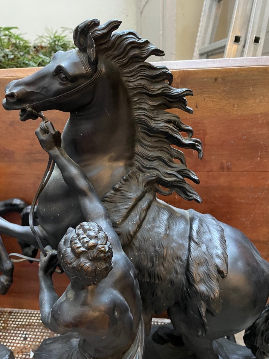 Sculpture En Bronze « les Chevaux De Marly »-photo-3