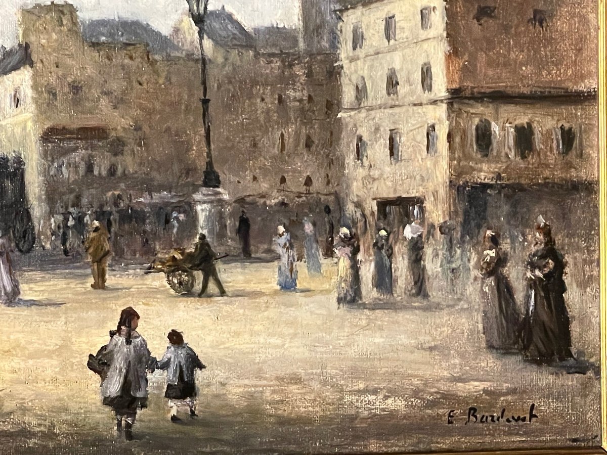 La Place De La République Au XIXéme  Tableau Ancien -photo-3