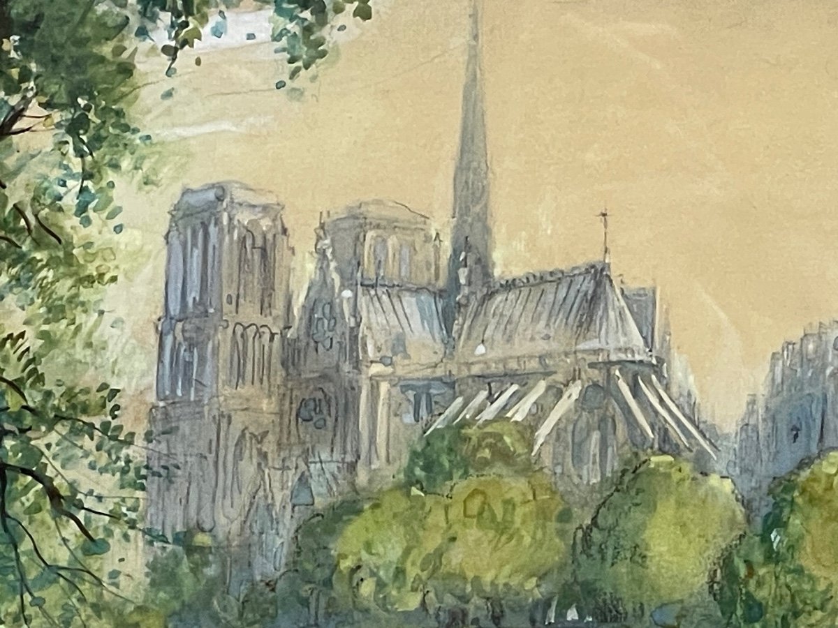 « notre-dame De Paris » Aquarelle -photo-3