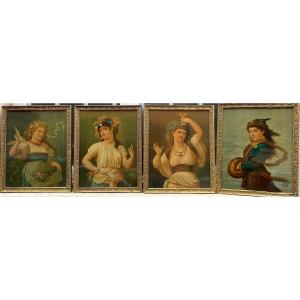 The 4 Seasons,chromo Framed Lithographs