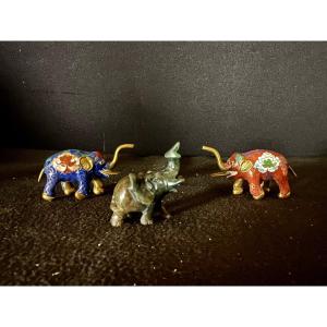 éléphants En Cloisonné 