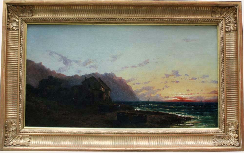 Alfred Godchaux (français, 1835 - 1895) Coucher de soleil  sur la Côte Française