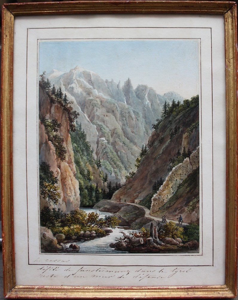 Louis François Cassas: Gorge de Finstermuenz au Tyrol with Vestiges d'un mur de protection-photo-2